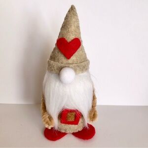 Felt Gnome Art Doll with heart on hat hand-sewn Valentine